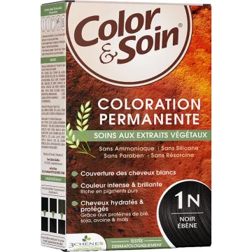 3 Chênes Color & Soin Coloration Permanente 1N Noir Ébène - Cheveux Bruns & Marrons