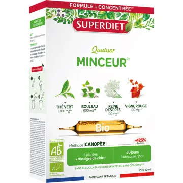 Superdiet Quatuor Minceur Bio 20 ampoules