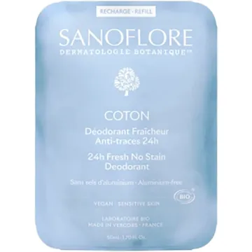 Sanoflore Déodorant Roll-On 24h Coton Bio Recharge 50 ml