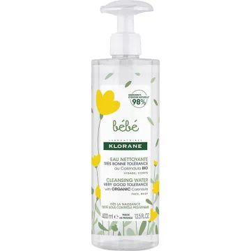 Klorane Bébé Eau Nettoyante Micellaire Sans Rinçage au Calendula Bio 400 ml