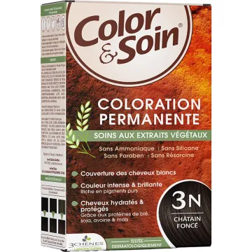 3 Chênes Color & Soin Coloration Permanente 3N Châtain Foncé - Cheveux Bruns & Marrons