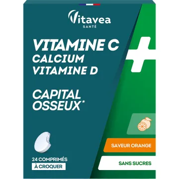 Vitavea Vitamine C + Calcium + Vitamine D Capital Osseux 24 comprimés à croquer