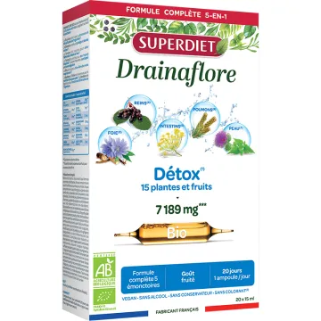 Superdiet Drainaflore Détox Bio 20 ampoules