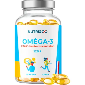 Nutri&Co Omega-3 EPA & DHA Huile de Poisson EPAX - Boite de 120 gelules