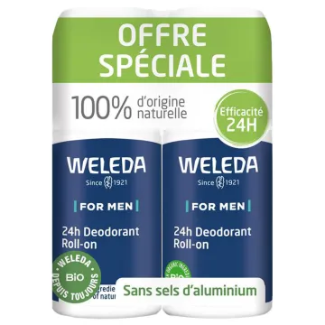 Weleda For Men Déodorant Roll-On 24h Lot de 2 x 50 ml