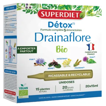 Superdiet Drainaflore Détox Bio 20 unidoses