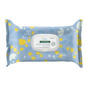 KLORANE Bébé Lingettes Nettoyantes Douceur 70 lingettes