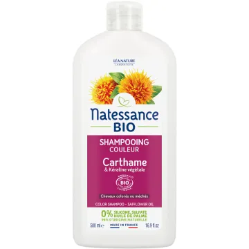 Natessance Shampooing Couleur Carthame et Kératine Bio 500 ml