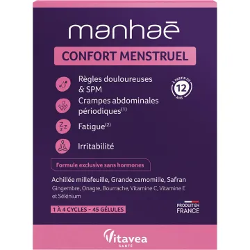 Vitavea Manhaé Confort Menstruel Règles Douloureuses & SPM 45 gélules