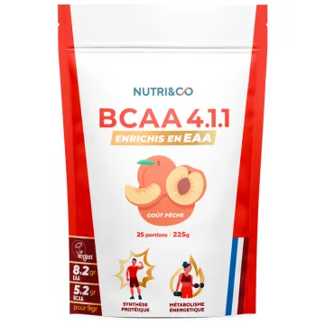 Nutri&Co BCAA 4.1.1 Enrichis en EAA Pêche 225 g
