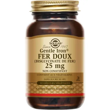 Solgar Gentle Iron Fer doux 25 mg 90 gélules