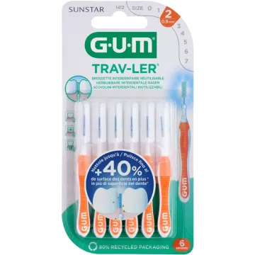 Sunstar GUM Trav-Ler Brossettes Interdentaires 0,9 mm x6