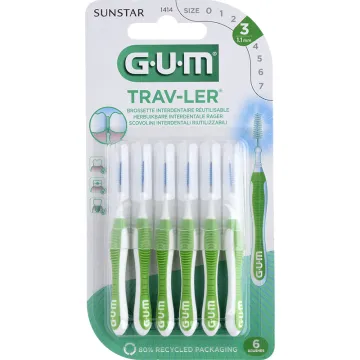 Sunstar GUM Trav-Ler Brossettes Interdentaires 1,1 mm x6