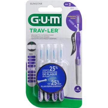 Sunstar GUM Trav-Ler Brossettes Interdentaires 1,2 mm x4