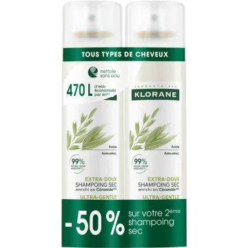 Klorane Extra-Doux Shampoing Sec Avoine & Céramide-like – Lot de 2
