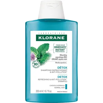 Klorane Détox Shampoing Rafraîchissant Anti-Pollution Menthe Aquatique Bio 200 ml