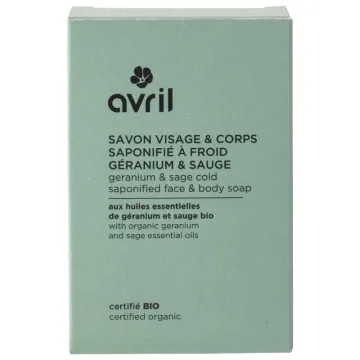 Avril Savon à Froid Visage & Corps Bio Géranium Sauge 100 g