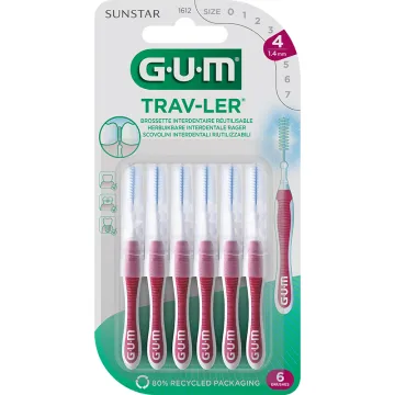 Sunstar GUM Trav-Ler Brossettes Interdentaires 1,4 mm x6