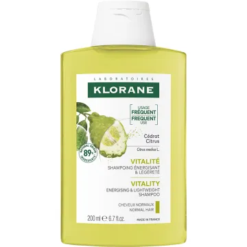Klorane Vitalité Shampoing au Cédrat – Énergisant & Légèreté 200 ml