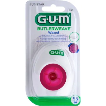Sunstar GUM Butlerweave Fil Dentaire Plat Ciré 55 m