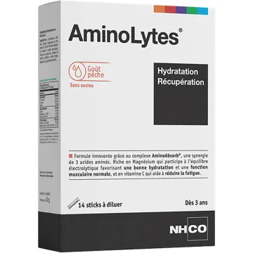 NHCO Aminolytes Hydratation Récupération Pêche 14 sticks