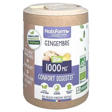 Nat & Form Gingembre Bio 200 Gélules Végétales