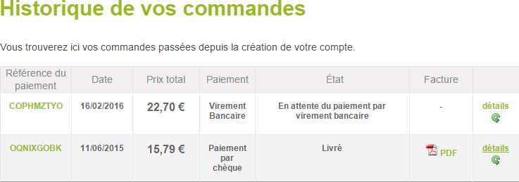 Suivre une commande depuis l’historique client Paranatura.bio Historique des commandes dans le compte client Paranatura.bio